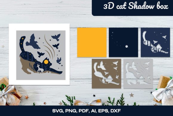 3D Cat Shadow Box: Layered Papercut & SVG