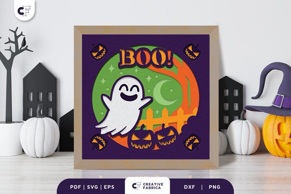 3D Cute Ghost Layered Papercut: Halloween 3D SVG Design for Branding & Campaign Visuals