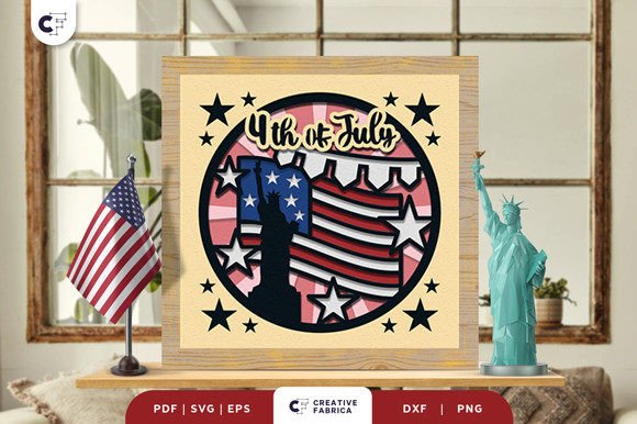 4th of July Celebration 3D SVG for Independence Day Design Projects