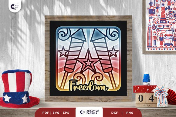 4th of July Firework Shadow Box SVG