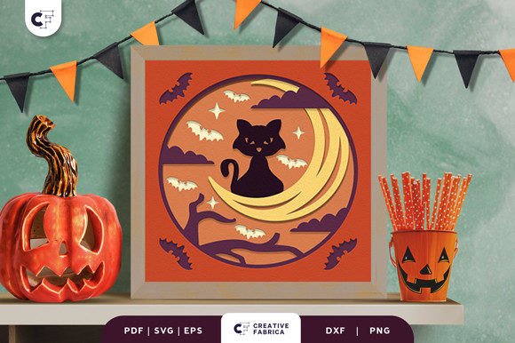Black Cat in Crescent Moon Shadow Box Review