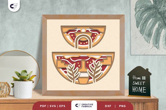 Bohemian Abstract Shape Shadow Box SVG: A 3D Ornament for Creative Design Projects