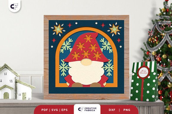 Christmas Gnome 3D SVG Light Box for Festive Branding