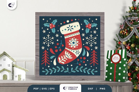 Christmas Hanging Socks Shadow Box 3D SVG Review