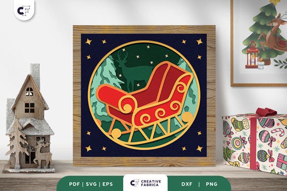 Christmas Sleigh Shadow Box 3D SVG Review
