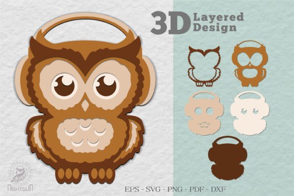 Cute Owl 3D Design SVG for Modern Shapes