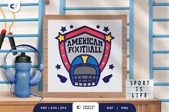 Football 3D Light Box Papercut SVG for Sports Crafters and Etsy Sellers