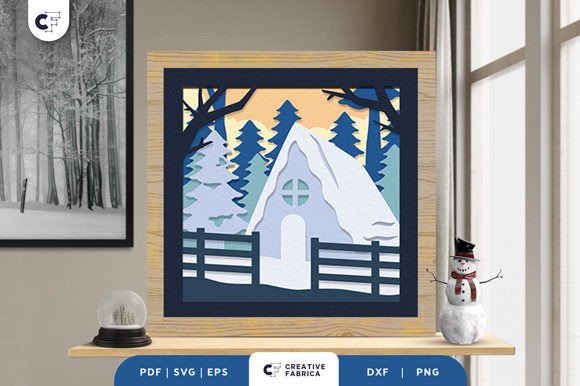 h1Snowy Village Shadow Box 3D SVG for Winter Crafts/h1