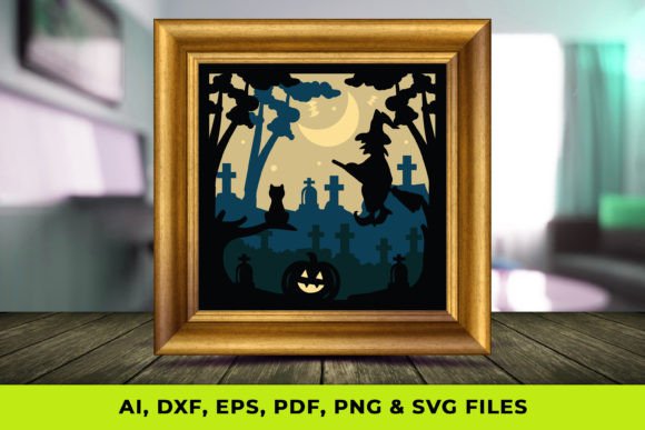 Halloween Witch 3D SVG Shadow Box for Seasonal Branding
