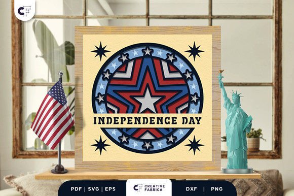 Independence Day 3D SVG Box: Patriotic Design for Brand Campaigns