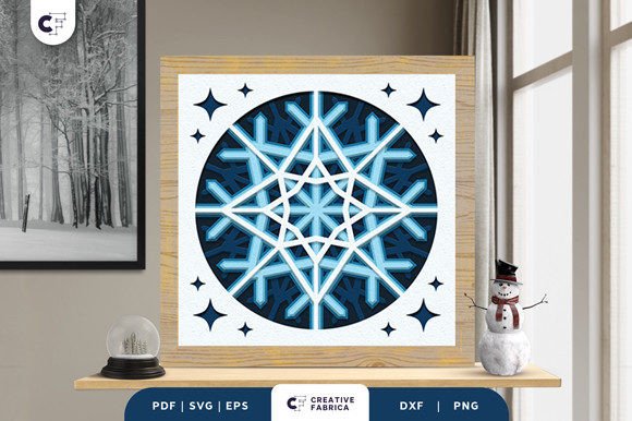 Intricate Snowfall Shadow Box 3D SVG for Winter