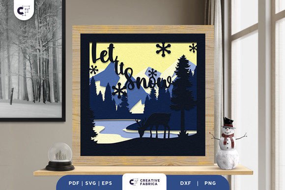 Mountain Forest Shadow Box SVG: 3D Winter Branding