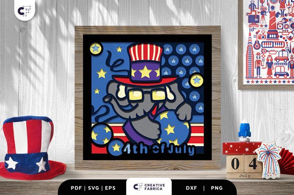 Patriotic Elephant 3D SVG for Independence Day