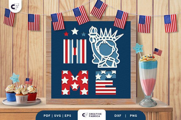 Patriotic HOME Sign 3D Shadow Box for Independence Day