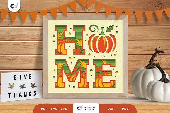 Pumpkin HOME 3D Light Box Paper Cut: A Thanksgiving 3D SVG That Elevates Visual Storytelling