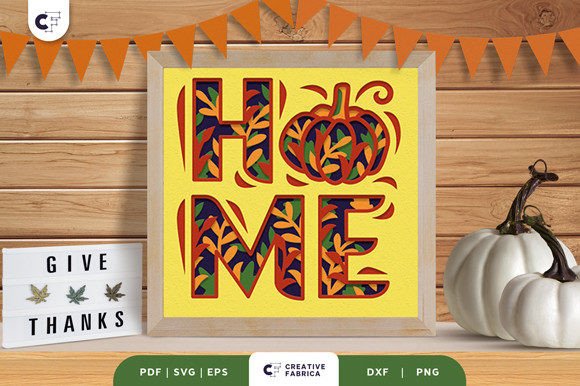 Pumpkin HOME 3D SVG for Thanksgiving Crafts