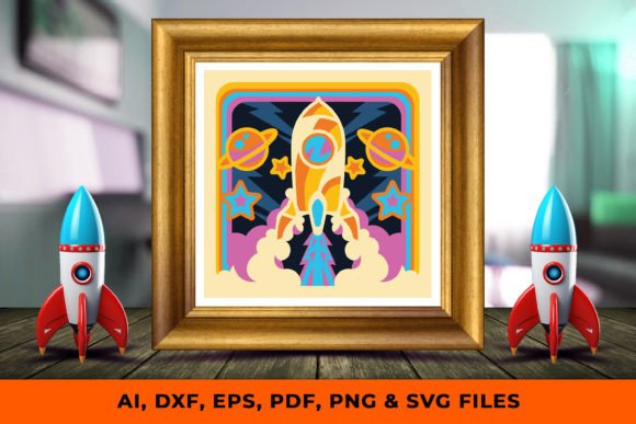 Rocket in Outer Space 3D Shadow Box SVG Review