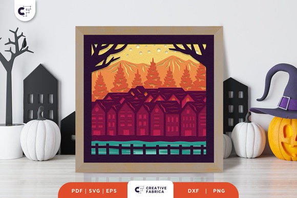 Snowy Village Light Box Papercut SVG Review
