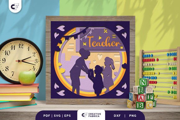 Teacher Gift 3D Shadow Box Paper Cut: A School-Themed 3D SVG That Elevates Editorial Design