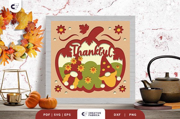 Thankful Gnome 3D SVG for Thanksgiving