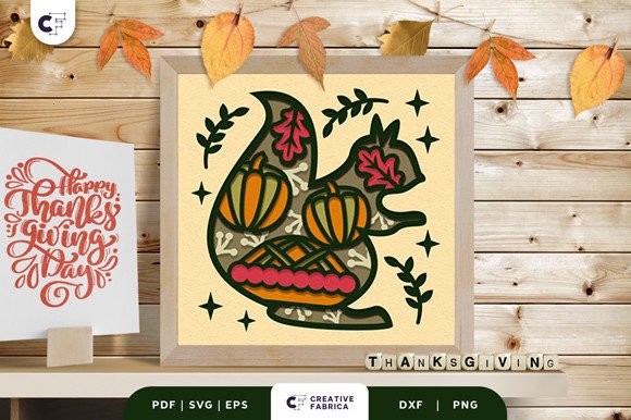 Thanksgiving Squirrel Shape Shadow Box 3D SVG Review