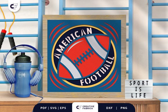 Touchdown 3D Paper Cut Shadow Box: A Lifestyle And Hobbies Design Gem in 3D SVG Format